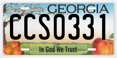 GA license plate CCS0331
