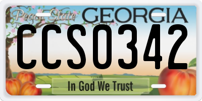 GA license plate CCS0342