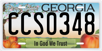 GA license plate CCS0348