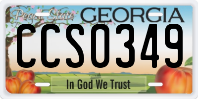 GA license plate CCS0349