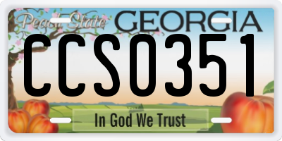 GA license plate CCS0351