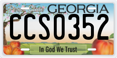 GA license plate CCS0352