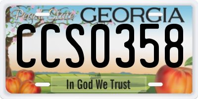 GA license plate CCS0358