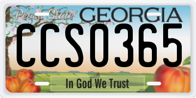 GA license plate CCS0365