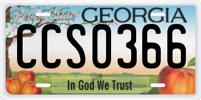 GA license plate CCS0366
