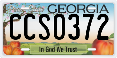 GA license plate CCS0372