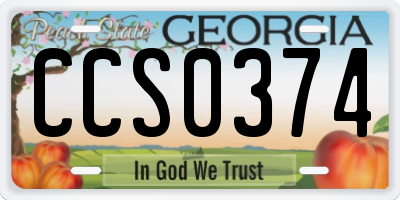GA license plate CCS0374