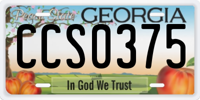 GA license plate CCS0375