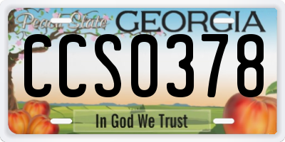 GA license plate CCS0378