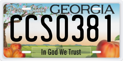 GA license plate CCS0381