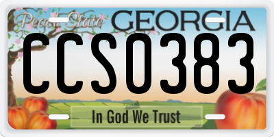 GA license plate CCS0383