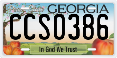 GA license plate CCS0386