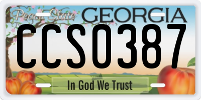 GA license plate CCS0387