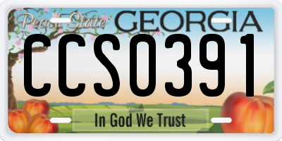 GA license plate CCS0391