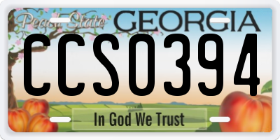 GA license plate CCS0394