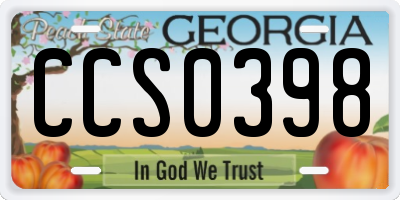 GA license plate CCS0398