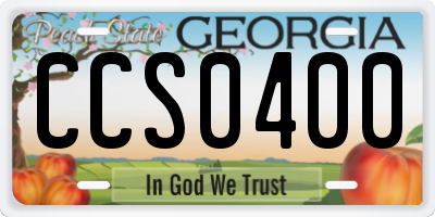 GA license plate CCS0400