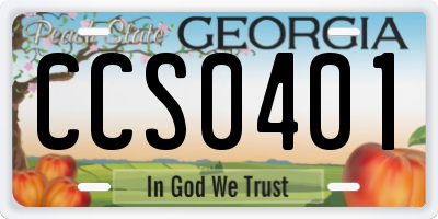 GA license plate CCS0401