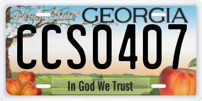 GA license plate CCS0407