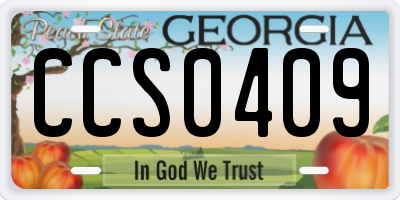 GA license plate CCS0409