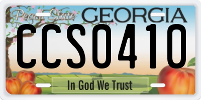 GA license plate CCS0410