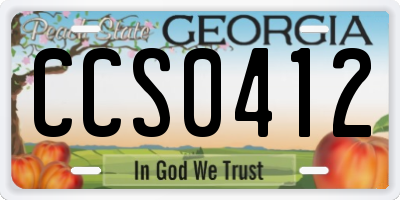 GA license plate CCS0412