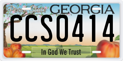 GA license plate CCS0414