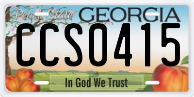 GA license plate CCS0415