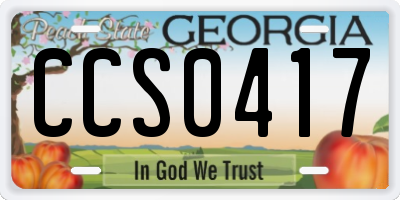 GA license plate CCS0417