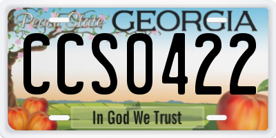 GA license plate CCS0422