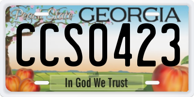 GA license plate CCS0423