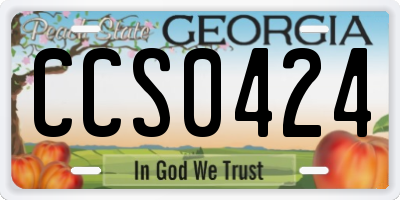GA license plate CCS0424