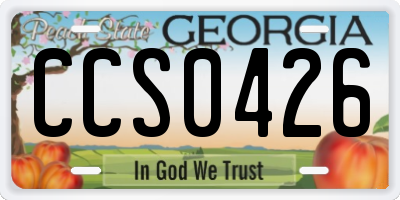 GA license plate CCS0426