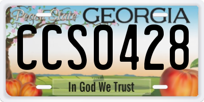 GA license plate CCS0428