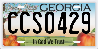 GA license plate CCS0429