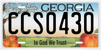 GA license plate CCS0430