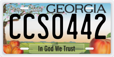 GA license plate CCS0442