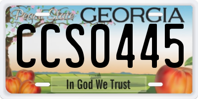 GA license plate CCS0445