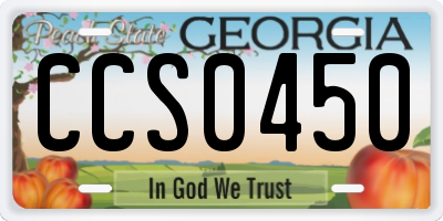 GA license plate CCS0450