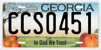 GA license plate CCS0451