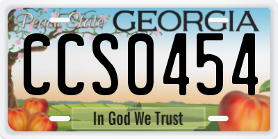GA license plate CCS0454