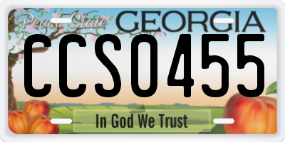 GA license plate CCS0455