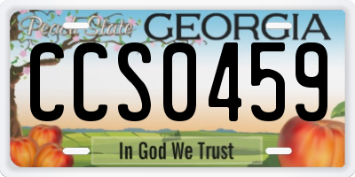 GA license plate CCS0459