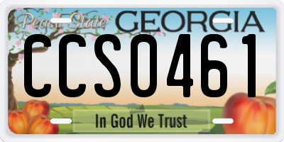 GA license plate CCS0461