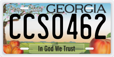 GA license plate CCS0462