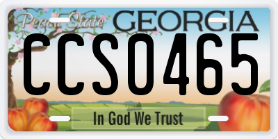 GA license plate CCS0465