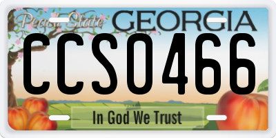 GA license plate CCS0466