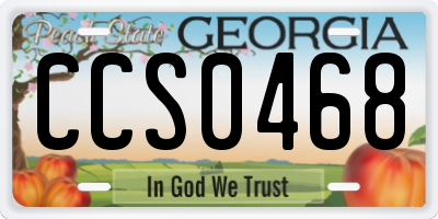 GA license plate CCS0468