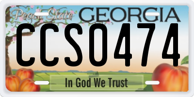 GA license plate CCS0474