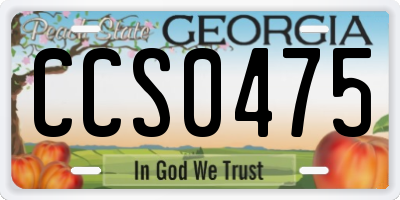 GA license plate CCS0475